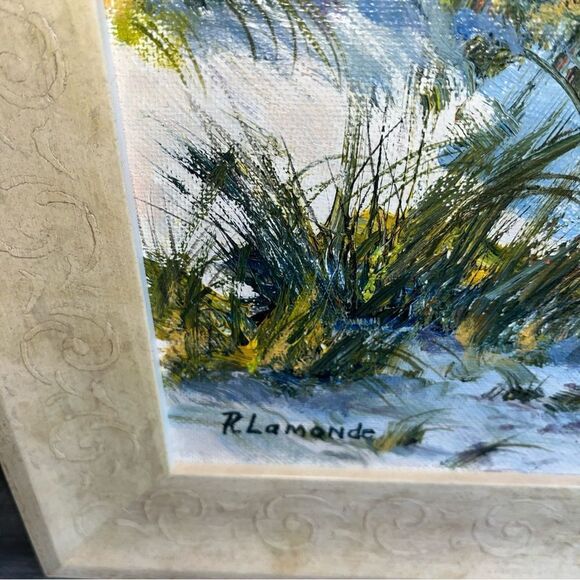 AMERICAN RUTH LAMONDE ORIGINAL OIL on CANVAS VERDANT SEASHORE-LANDSCAPE FRAMED - Picture 2 of 4